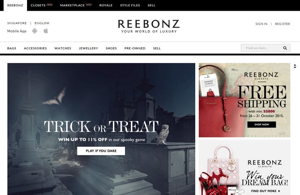 Reebonz - 14 popular ecommerce sites in Singapore - October 2015