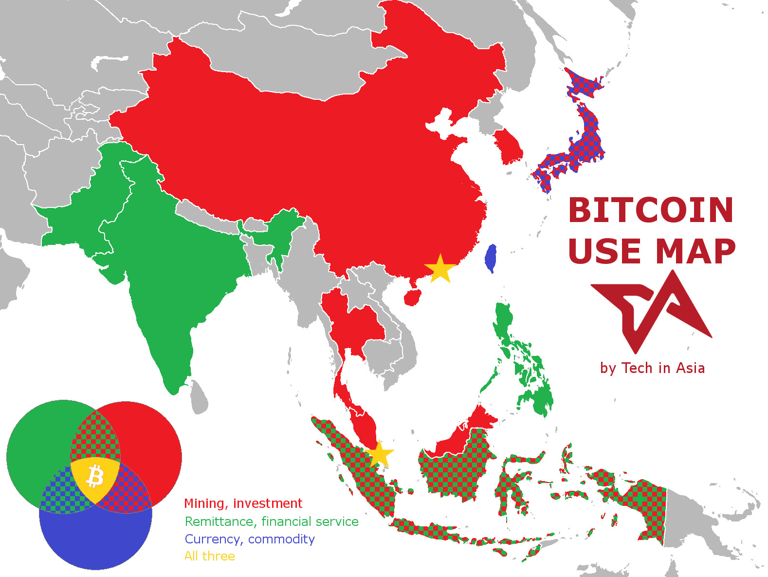 How Asia Uses Bitcoin In One Color Coded Map