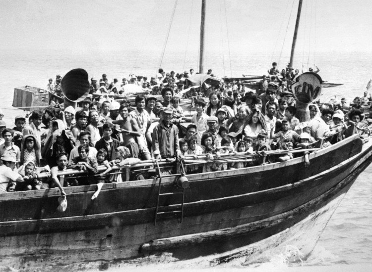A refugee boat from Vietnam post the fall of Saigon. Photo credit: wutc.org.